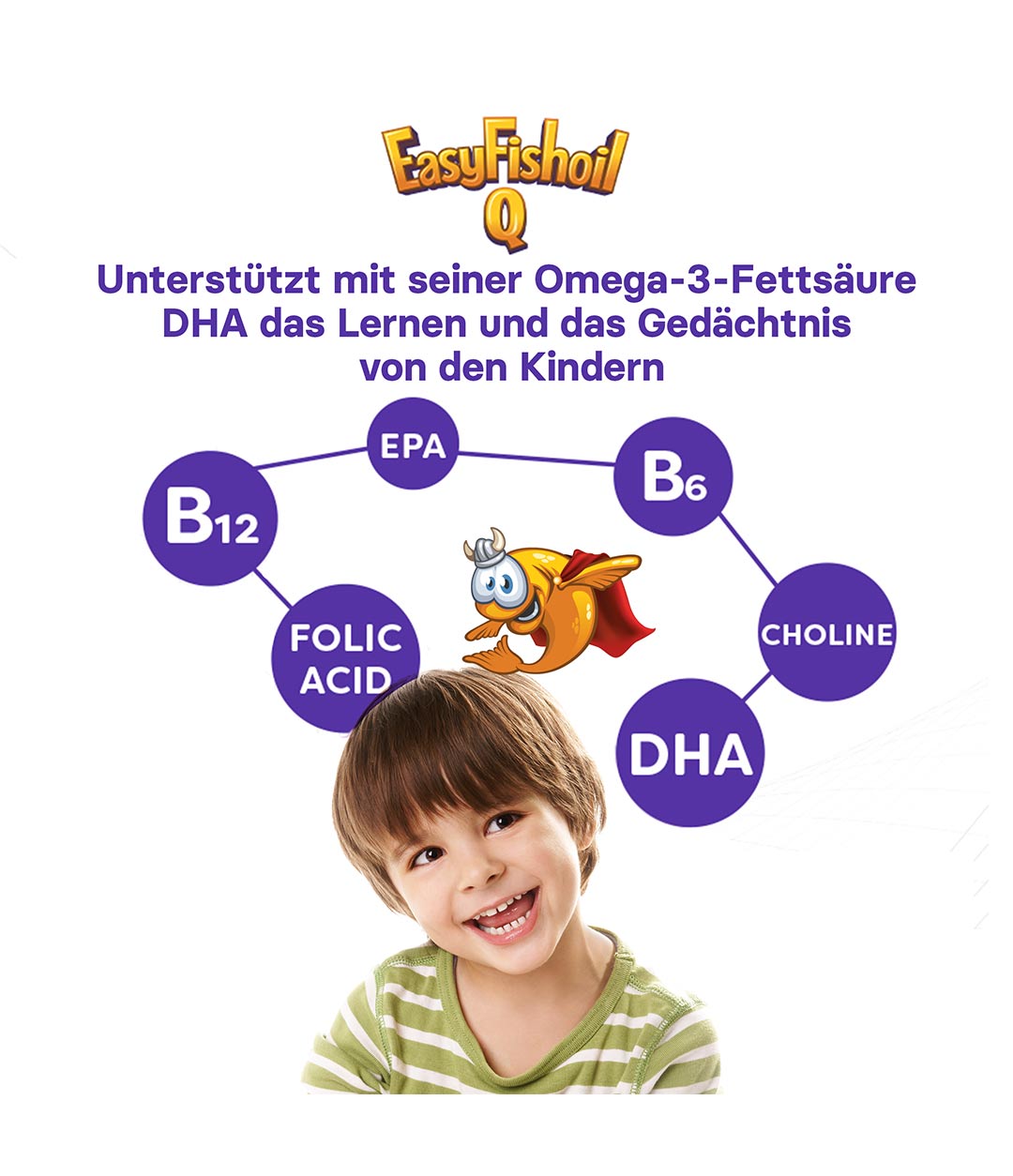 EasyFishoil Q - Omega 3 mit Cholin, Vitamin B6, B12 und Folsäure - 30 Stück